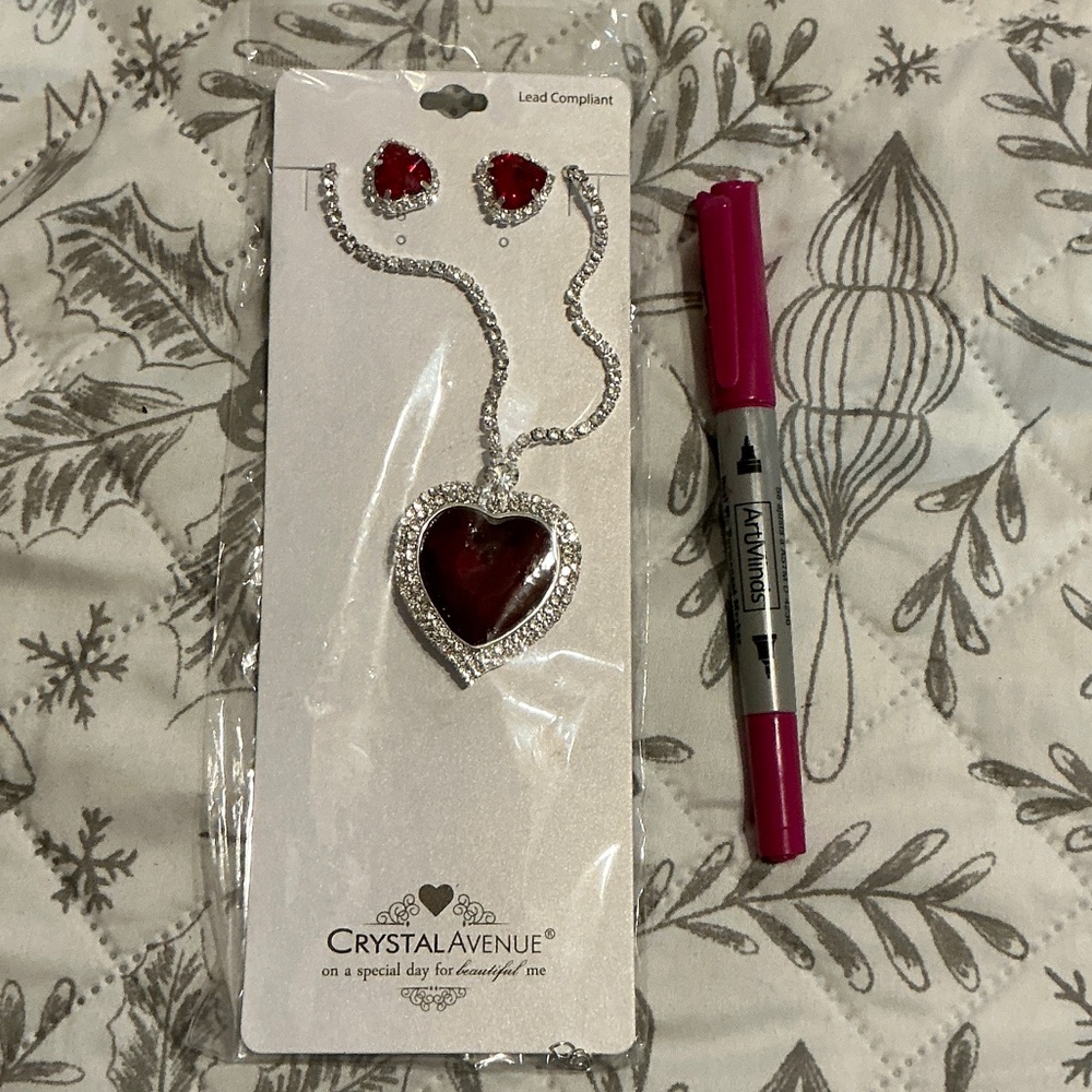 Crystal Avenue Red Heart Necklace